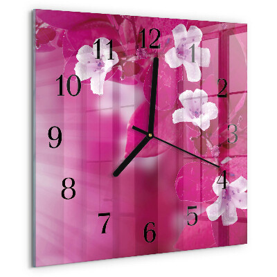 Wanduhr aus glas Blumen