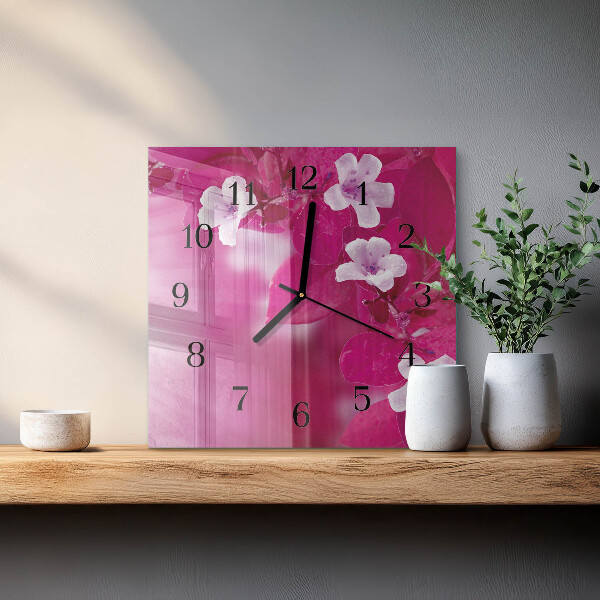 Wanduhr aus glas Blumen