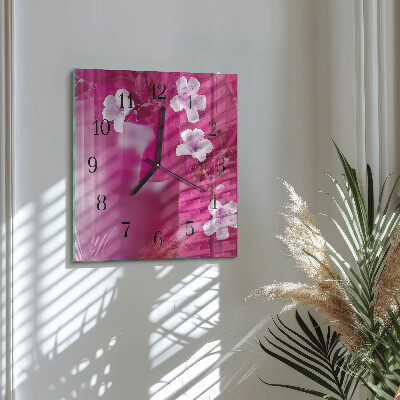 Wanduhr aus glas Blumen