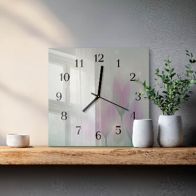 Wanduhr aus glas Blumen