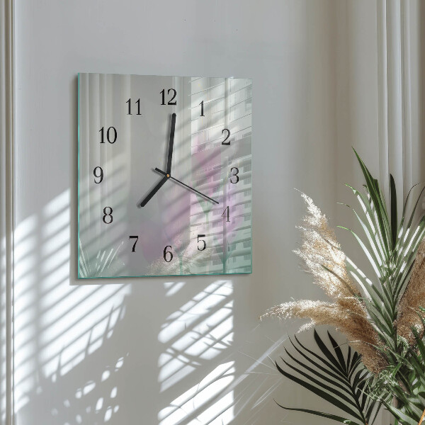 Wanduhr aus glas Blumen