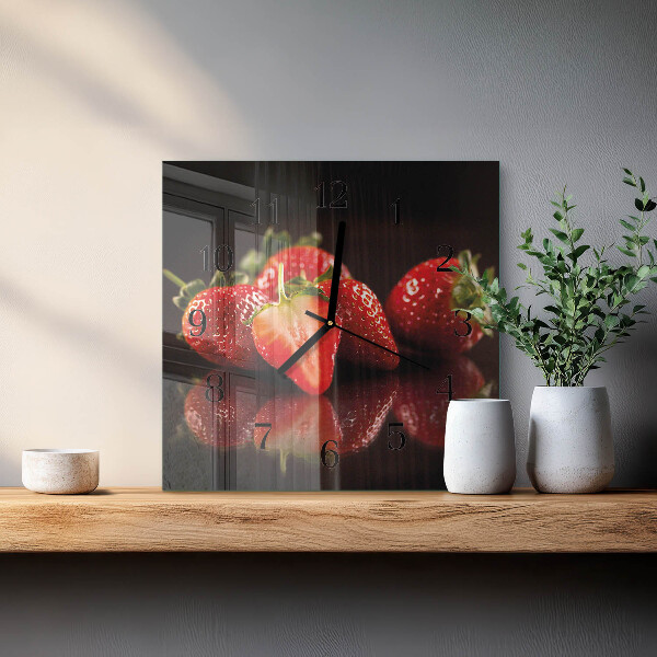 Wanduhr aus glas Erdbeeren