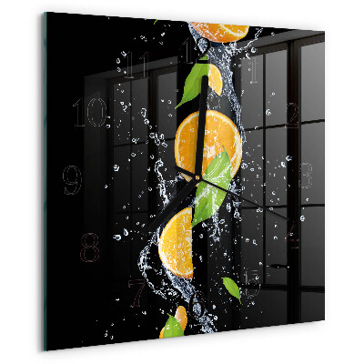 Wanduhr aus glas Orangen