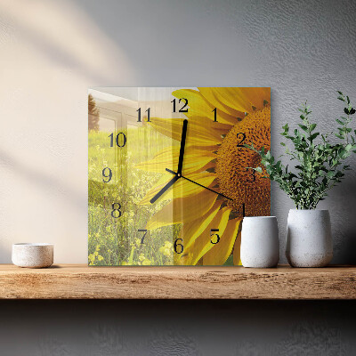 Wanduhr aus glas Sonnenblume
