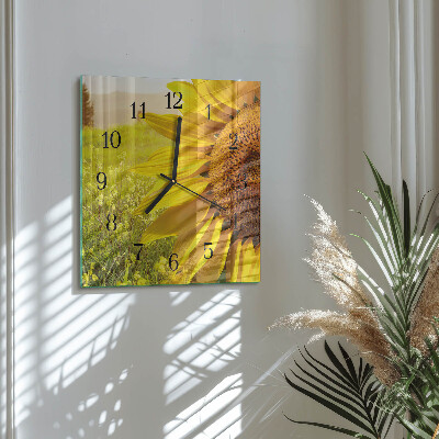 Wanduhr aus glas Sonnenblume