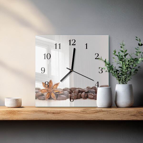Wanduhr aus glas Kaffeebohnen
