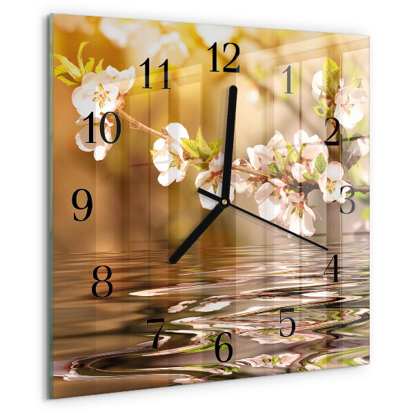 Wanduhr aus glas Blumen