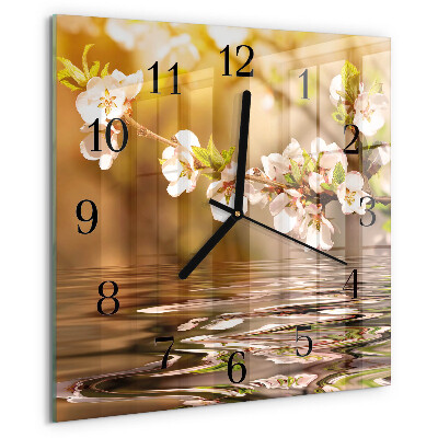 Wanduhr aus glas Blumen