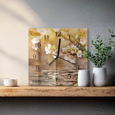 Wanduhr aus glas Blumen