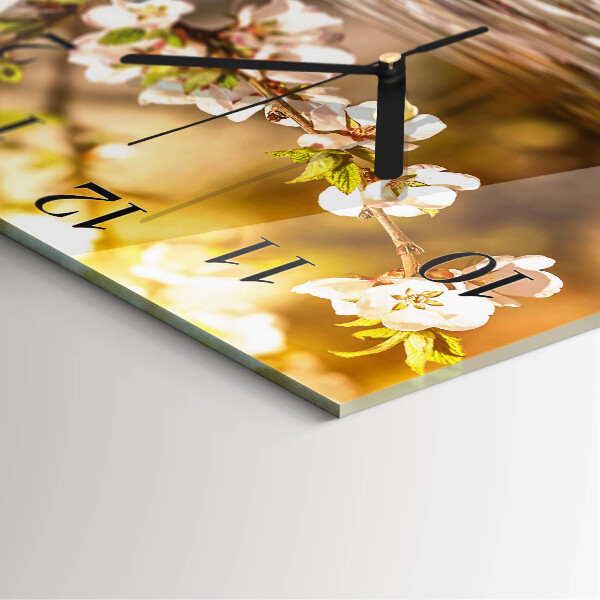 Wanduhr aus glas Blumen