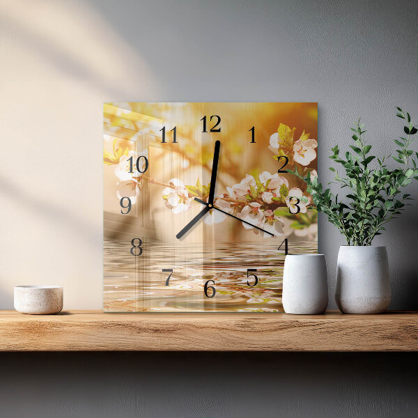 Wanduhr aus glas Blumen