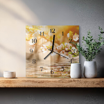 Wanduhr aus glas Blumen
