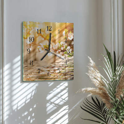 Wanduhr aus glas Blumen