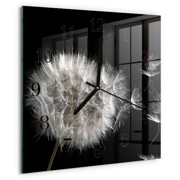 Wanduhr aus glas Löwenzahn