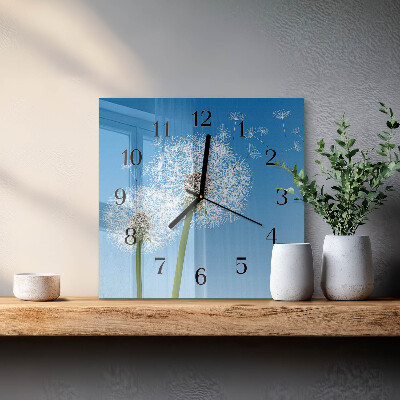 Wanduhr aus glas Löwenzahn