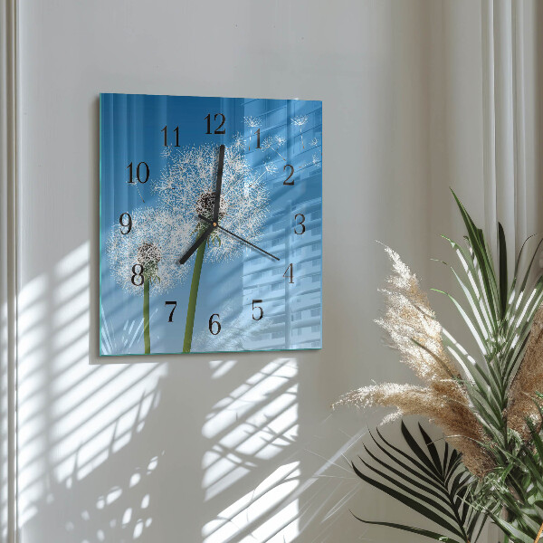 Wanduhr aus glas Löwenzahn