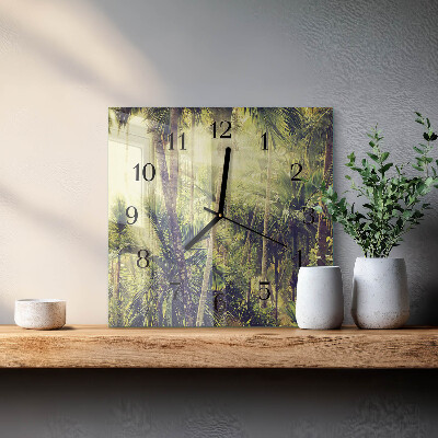Wanduhr aus glas Palmen