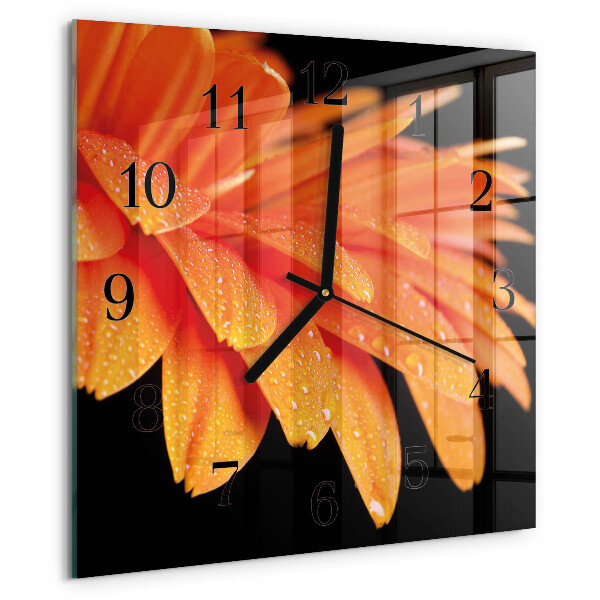 Wanduhr aus glas Gerbera