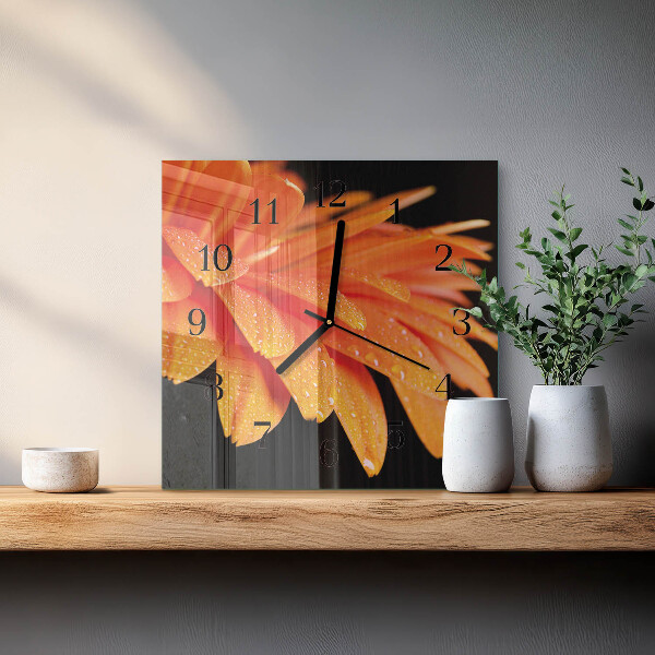 Wanduhr aus glas Gerbera