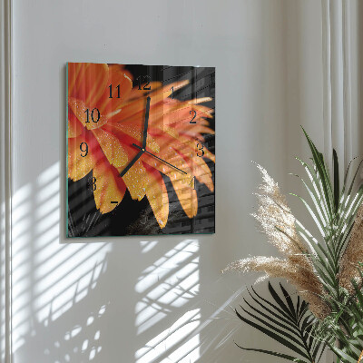 Wanduhr aus glas Gerbera