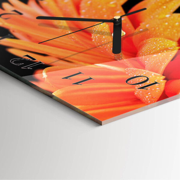 Wanduhr aus glas Gerbera