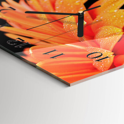 Wanduhr aus glas Gerbera