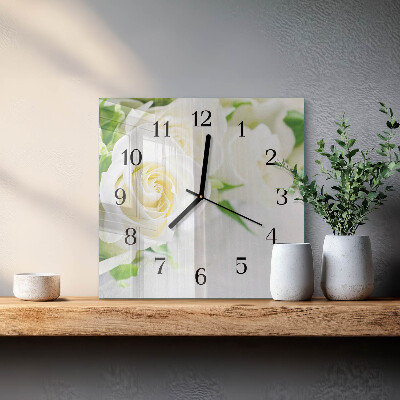 Wanduhr aus glas Rosen