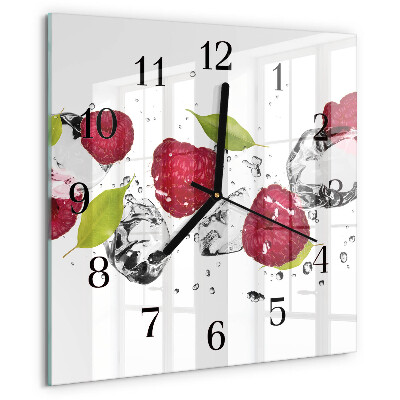 Wanduhr aus glas Himbeeren