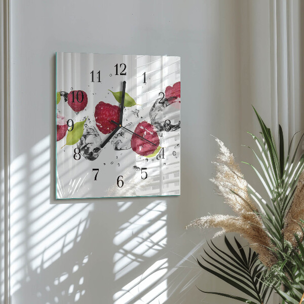 Wanduhr aus glas Himbeeren