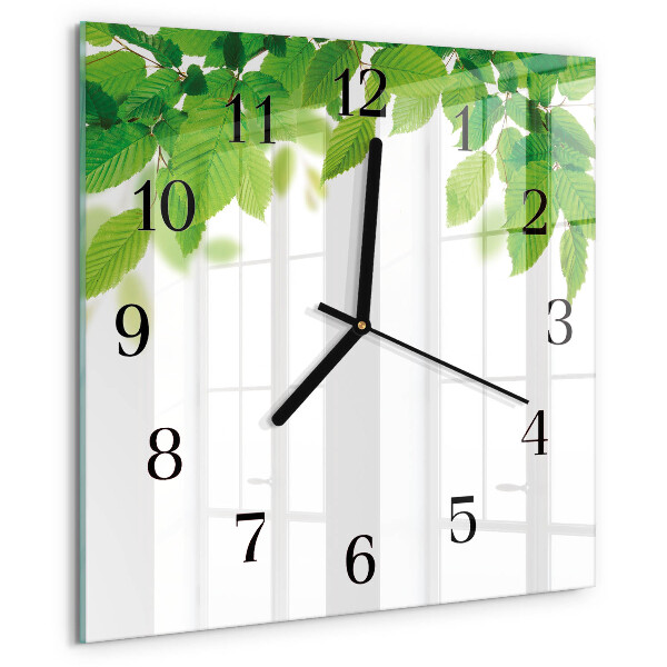 Wanduhr aus glas Blätter