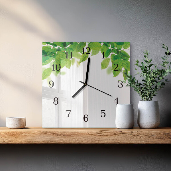 Wanduhr aus glas Blätter