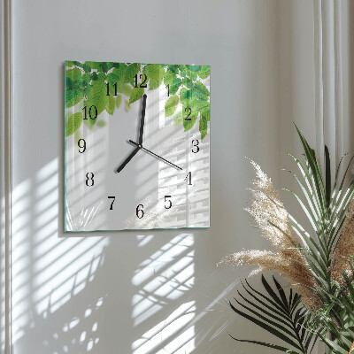 Wanduhr aus glas Blätter