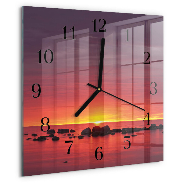 Wanduhr aus glas Sonnenuntergang