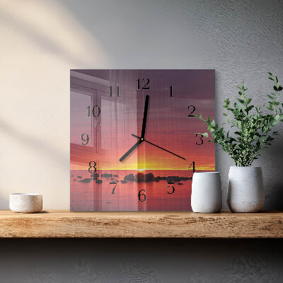 Wanduhr aus glas Sonnenuntergang