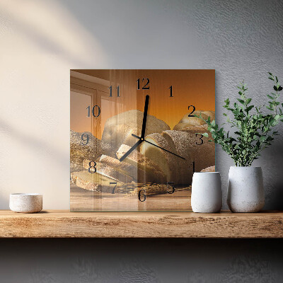 Wanduhr aus glas Brot