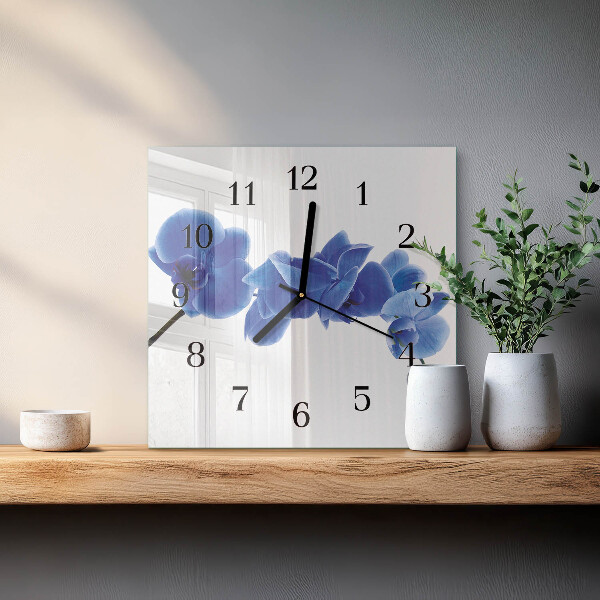 Wanduhr aus glas Orchidee