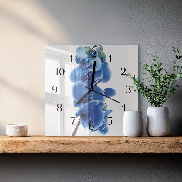 Wanduhr aus glas Orchidee