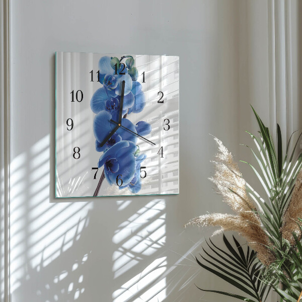 Wanduhr aus glas Orchidee
