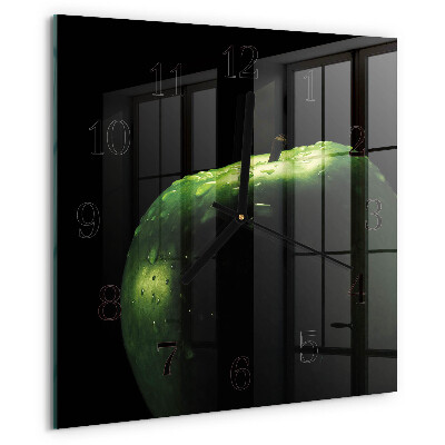 Wanduhr aus glas Apfel