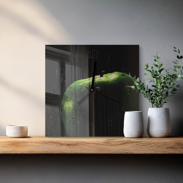 Wanduhr aus glas Apfel