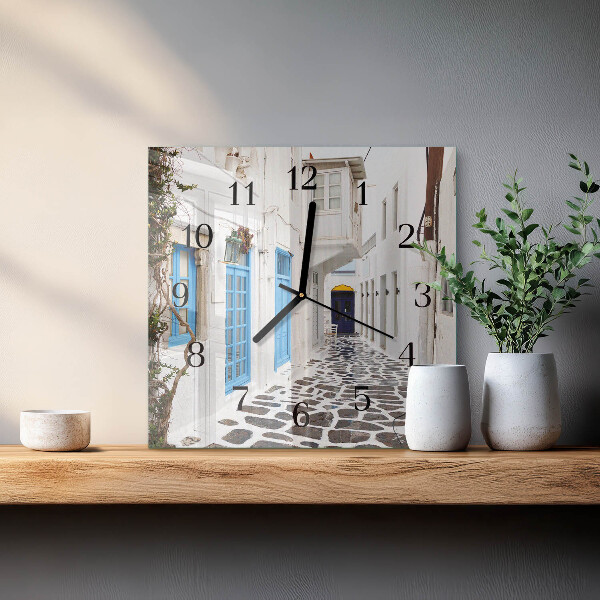 Wanduhr aus glas Santorini