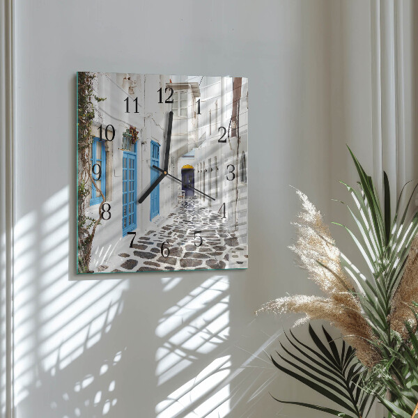 Wanduhr aus glas Santorini