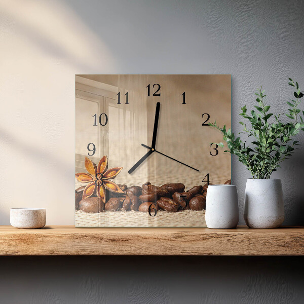 Wanduhr aus glas Kaffeebohnen