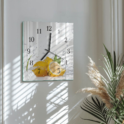 Wanduhr aus glas Zitronen