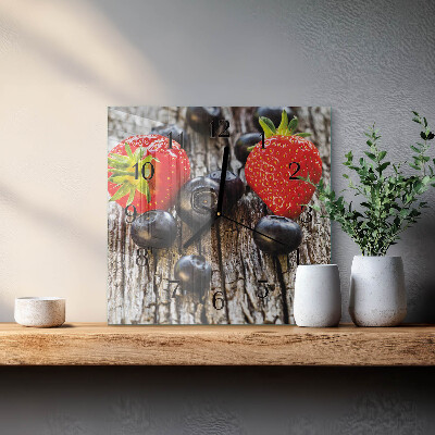 Wanduhr aus glas Blaubeeren