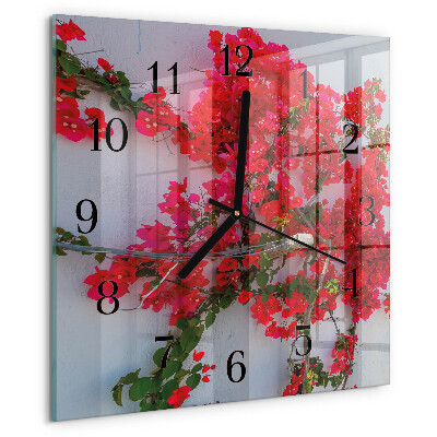 Wanduhr aus glas Blumen