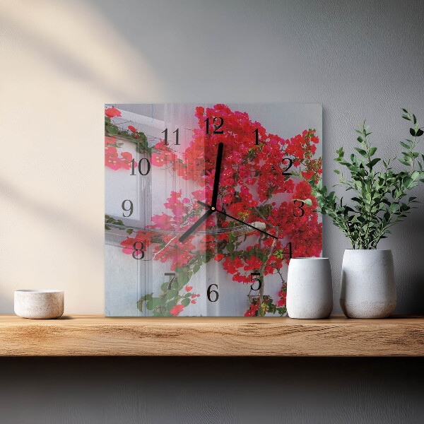 Wanduhr aus glas Blumen