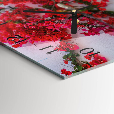 Wanduhr aus glas Blumen