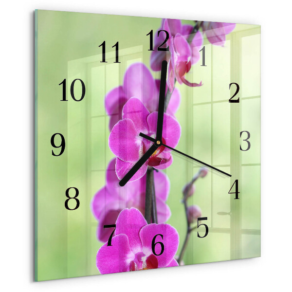 Wanduhr aus glas Orchidee