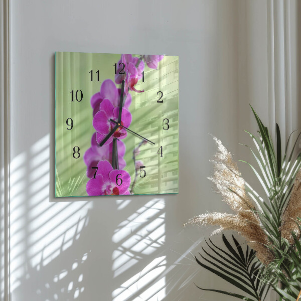 Wanduhr aus glas Orchidee